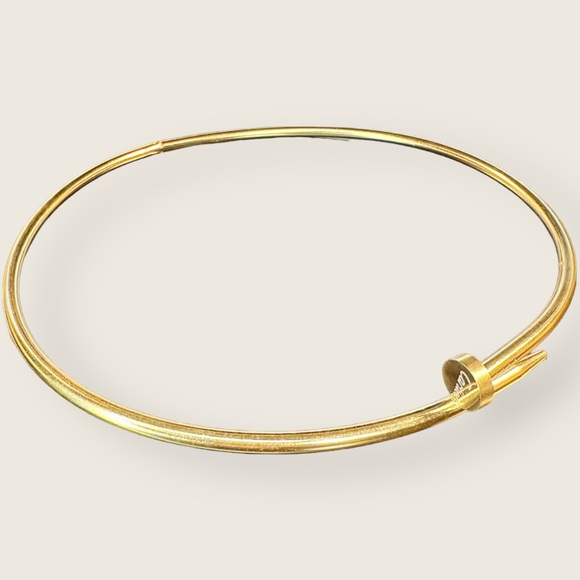 RESTOCKED Yellow Gold-Plated Stainless Steel Nail Collar Designer Style Necklace - Picture 8 of 16